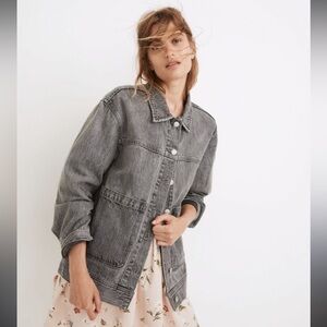 Madewell patch pocket trucker jacket in noll wash gray denim jacket